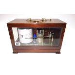 A Casella mahogany cased barograph, 20th century, containing eleven aneroids and a mechanical drum,