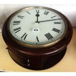 A mahogany cased double dialled wall clock, early 20th century,