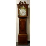 An eight day longcase clock, 18th century, the thirteen inch arch top dial signed 'John Ellebys,