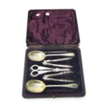 Victorian and later plated and metal wares, comprising; a pair of serving spoons, two nut crackers,