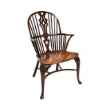 A George III ash and elm hoop back Windsor chair,