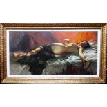 Durando Togo Richard (1910-?), Reclining nude, oil on canvas, signed, 58cm x 118cm.