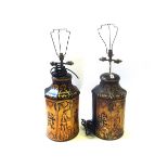 A pair of Regency style gilt tin painted table lamps,