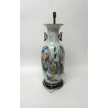 A large Chinese famille-rose two-handled baluster vase, 20th century,