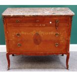 A late 19th century Italian gilt metal mounted marquetry inlaid commode,