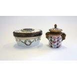 A Sevres style porcelain and ormolu mounted inkwell, early 20th century,