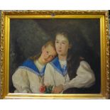 ****minski, Russian School (Late 19th century), Portrait of two sisters wearing sailor suits,