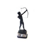 A German bronze figure of an archer, circa 1920, after Schmotz, standing,