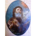 Roman School (early 18th century), St Francis of Paola, oil on copper, oval unframed, 13cm x 9cm.