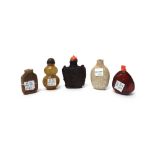 Five Chinese snuff bottles, 20th century,