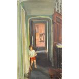 Douglas Stannus Gray (1890-1959), The Corridor and Master John, oil on canvas, unframed, 72cm x 41.