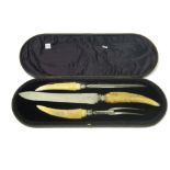 Victorian and later plated and metal wares, comprising; a three piece carving set,