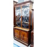 A George III and later mahogany display cabinet cupboard,