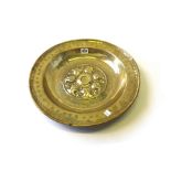 A Nuremberg brass alms dish,