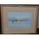 Clifford George Blampied (1875-1962), Italian lake scene, watercolour, signed, 19cm x 27.5cm.