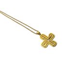 A Garrard 18ct yellow gold 'Greek Key' design pendant cross,