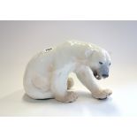 A Bing and Grondahl large model of a seated polar bear, no.1857, 21cm high.