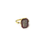 A French gold, diamond and synthetic ruby set ring,