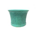 A Chinese turquoise glazed brush pot, 20th century, of waisted form,