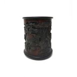 A Chinese bamboo brush pot, 20th century,