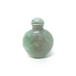 A Chinese jade snuff bottle, 20th century, carved in low relief with bats amongst cloud scrolls, 6.