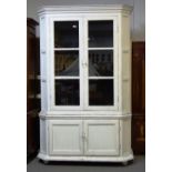 A 19th century and later white painted French display cabinet cupboard,