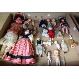 A quantity of miniature bisque porcelain dolls, mainly early 20th century,