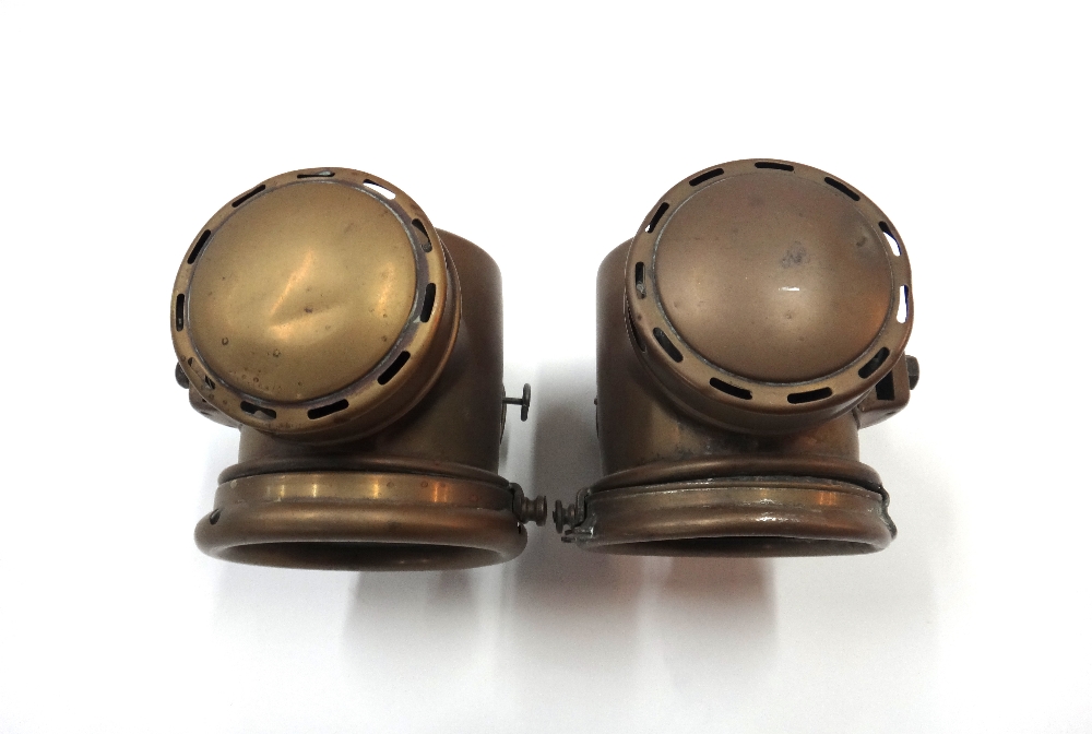 Two similar early 20th century brass cased five inch automobile lights. - Image 2 of 3