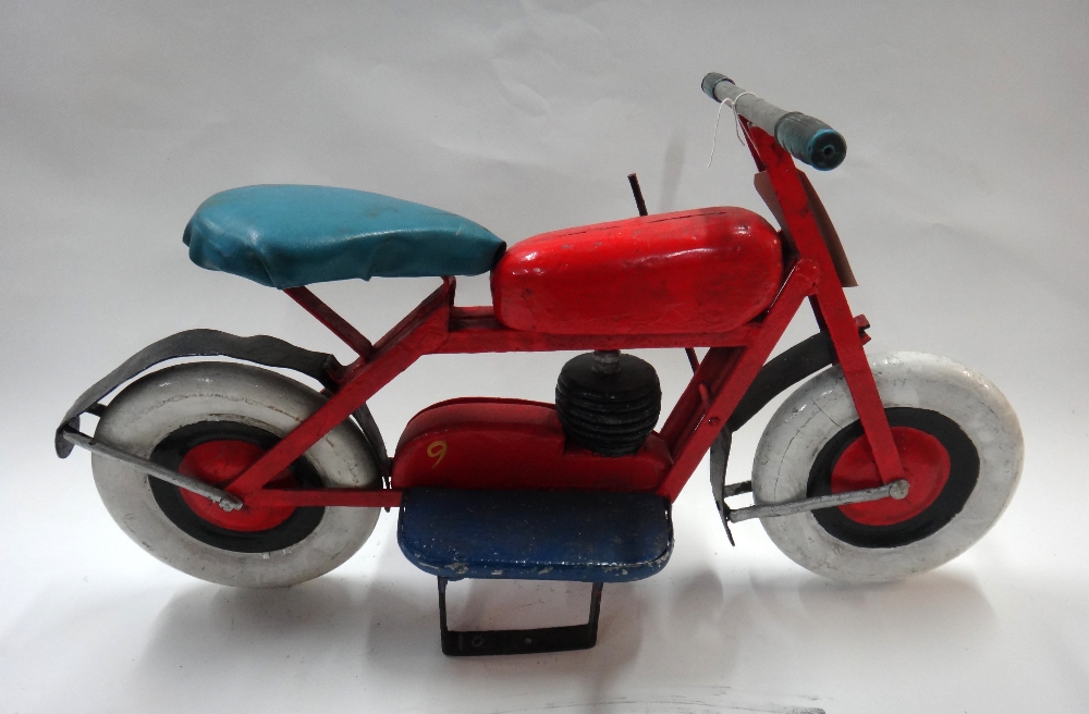 An early 20th century child's wooden motorcycle, previously from a fairground ride. - Image 2 of 5