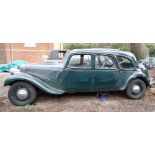 A 1956 Citroen Traction Avante, black, 1911cc. Registration: WAS 922.