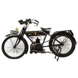 A 1920 Sun 250cc, black. V.M.C.C. document states '1916 Sun Villters 2 stroke single speed'.