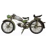 A 1950 Riedel Imme R100, 99cc, green and chrome (not UK registered therefore no registration).