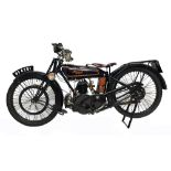 A 1926 Raleigh I6, 348cc sidevalve, black with red and gold pinstripe, chassis number 30474,