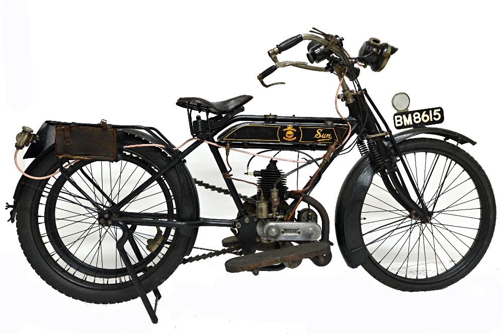 A 1920 Sun 250cc, black. V.M.C.C. document states '1916 Sun Villters 2 stroke single speed'. - Image 2 of 5