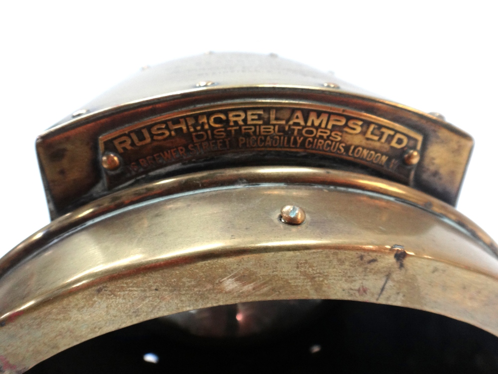 An eight inch brass cased 'Rushmore' automobile searchlight, lacking front glass. - Image 3 of 6