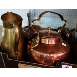 A quantity of metalware collectibles including copper kettles, pewter tankards and sundry.