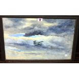 J. Andrew Lloyd (20th century), Aeroplane in the clouds, watercolour.