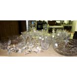 A quantity of 20th century cut glass, including drinking glasses, vases, bowls and sundry.