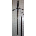 A 20th century reproduction of a medieval broad sword.