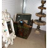 A group of collectables including a 18th century painted wall mirror,