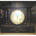 A quantity of collectables including a black slate cased mantel clock,