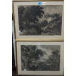 After Nicholas Poussin, Landscapes, a pair of engravings.