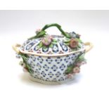 A Worcester porcelain basket and pierced cover, circa 1765,