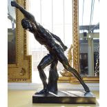 After the antique; a late 19th century bronze figure modelled and cast as a Romanesque male nude,