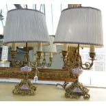 A pair of Louis Philippe Sevres style porcelain and ormolu two light candelabra,