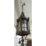 A bronze and patinated metal lantern, late 19th century, of Gothic form,