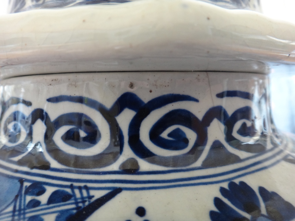 A Dutch Delft style pottery vase and cover, 20th century, - Image 2 of 3