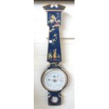 A modern chinoiserie decorated wheel barometer by Russell Norwich, 68cm high,