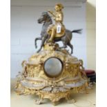 A Continental gilt bronze cased mantel clock, late 19th century,