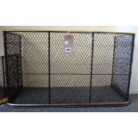 A Victorian brass and wire mesh nursery fender, 82cm wide, and another smaller with steel top rail,